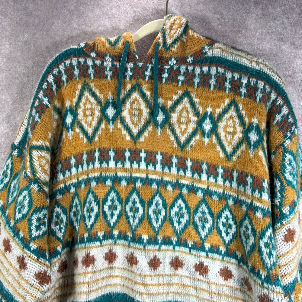 Vintage Chateau Sweater Hoodie Womens S Multicolor Aztec Geometric Retro‎ Boho - Picture 2 of 8